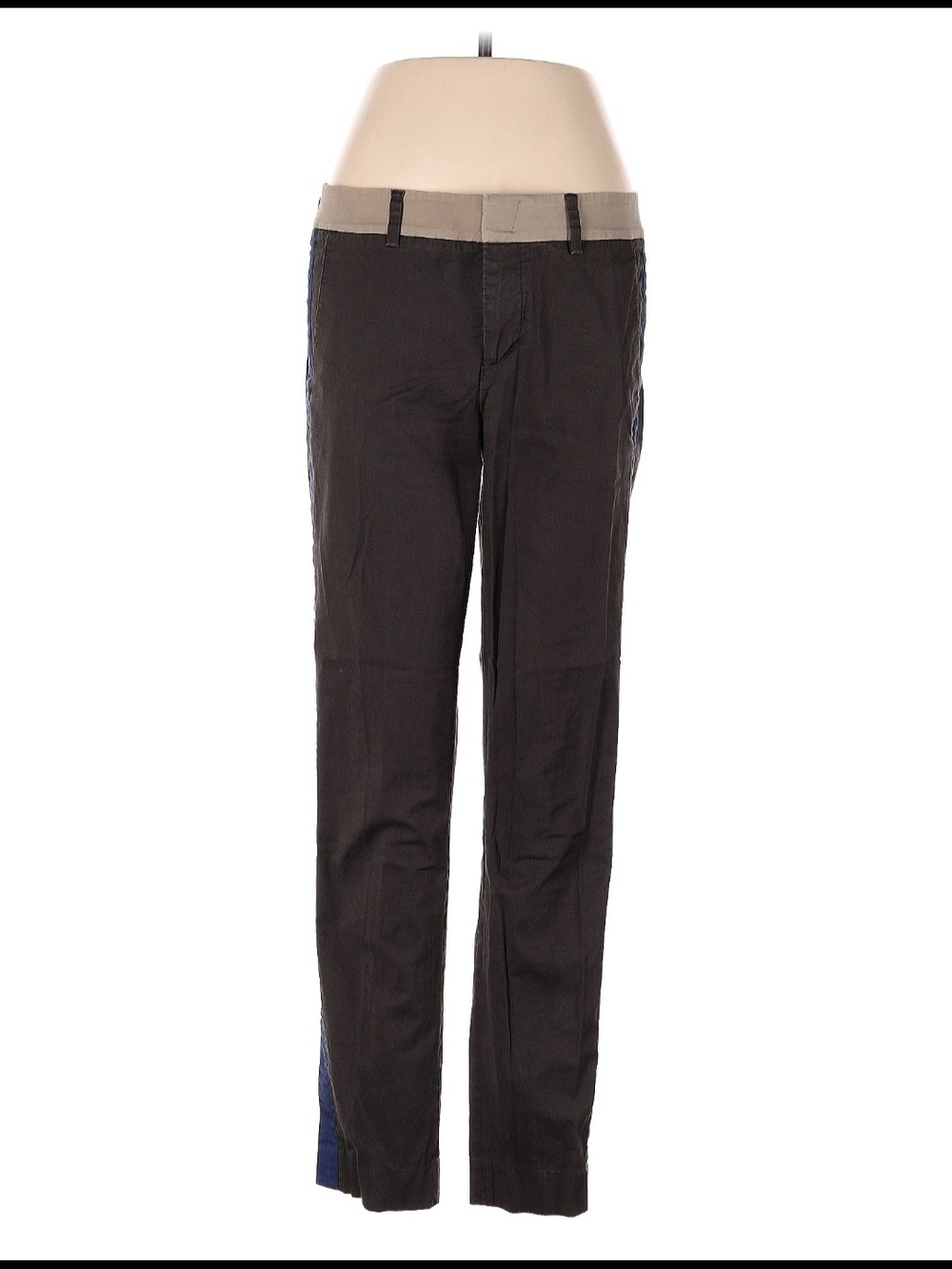 Vince Brown Straight-Leg Pants with Tan Waistband